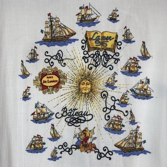 Kathie Lee Nautical Blouse Size 18W Voiles de Lumiere Sailing Ship Wheel Vintage - Picture 8 of 12